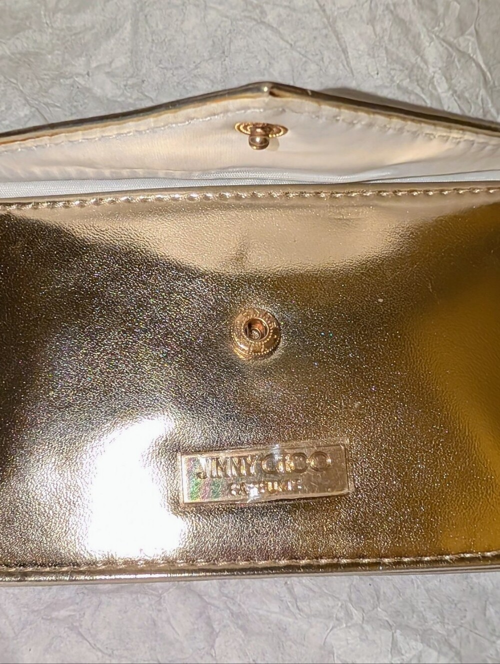 Authentic Jimmy Choo Parfum Metallic Gold Mini Envelope Card Holder Pouch Wallet - Picture 4 of 8